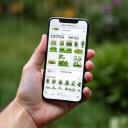 Garden planning app on a smartphone